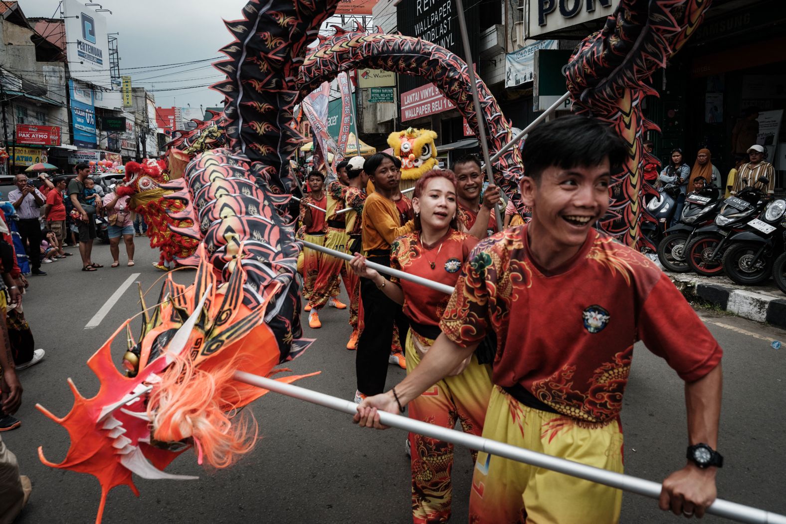 Performers rehearse a dragon dance during <a href="index.php?page=&url=http%3A%2F%2Fwww.cnn.com%2F2024%2F02%2F08%2Fworld%2Fgallery%2Flunar-new-year-2024%2Findex.html" target="_blank">Lunar New Year celebrations</a> in Karawang, Indonesia, on Sunday, February 25.