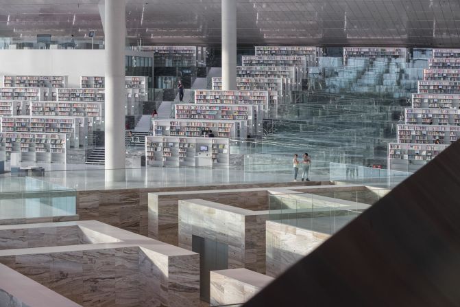 The 42,000-square meter Qatar National Library contains over one million books. Situated within academic campus Education City in the capital Doha, the library took five years to construct, completing in 2017. Look through the gallery to see more from Rem Koolhaas's architecture firm OMA.