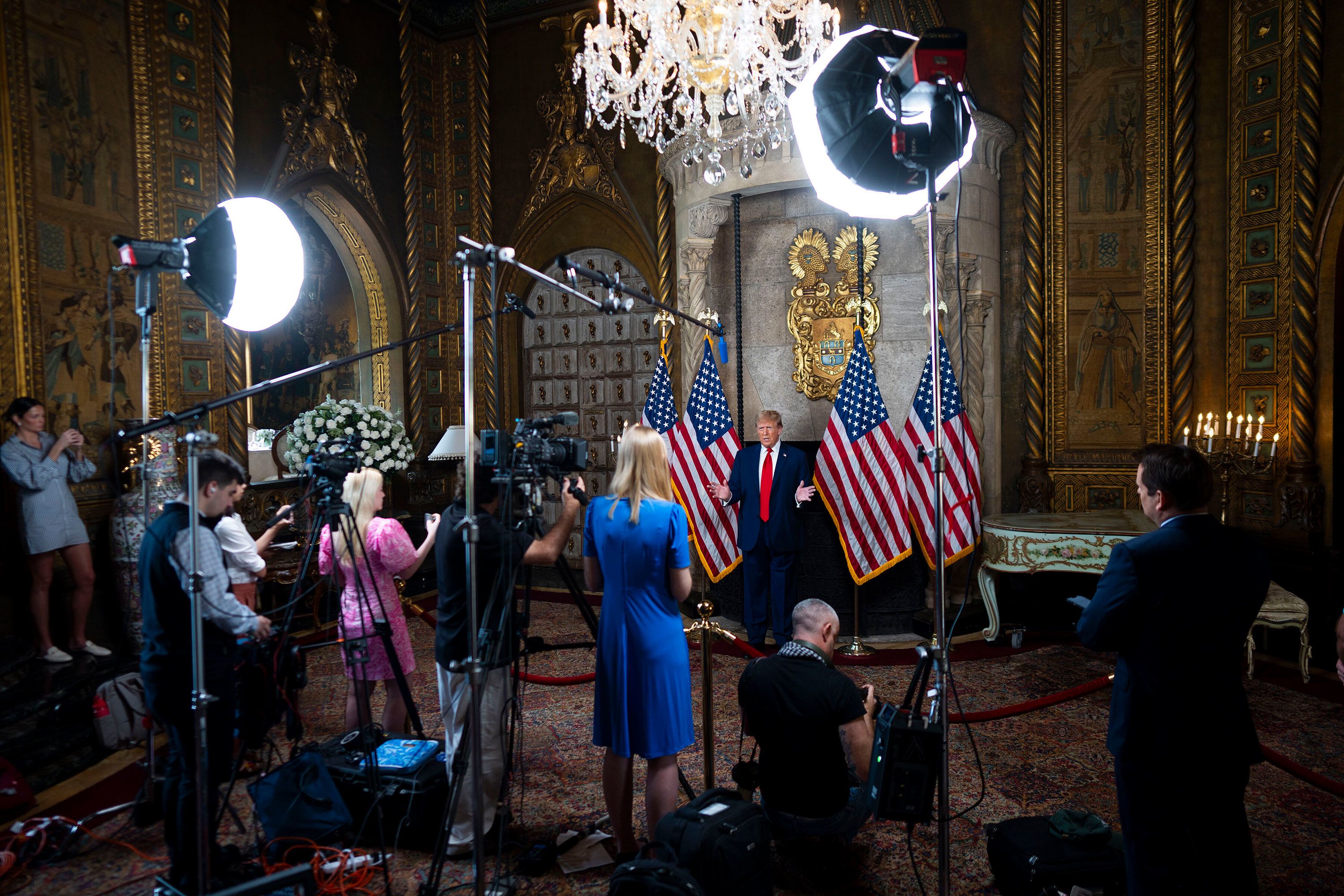 Former US President Donald Trump makes remarks from his Mar-a-Lago residence in Palm Beach, Florida, on Monday, March 4.