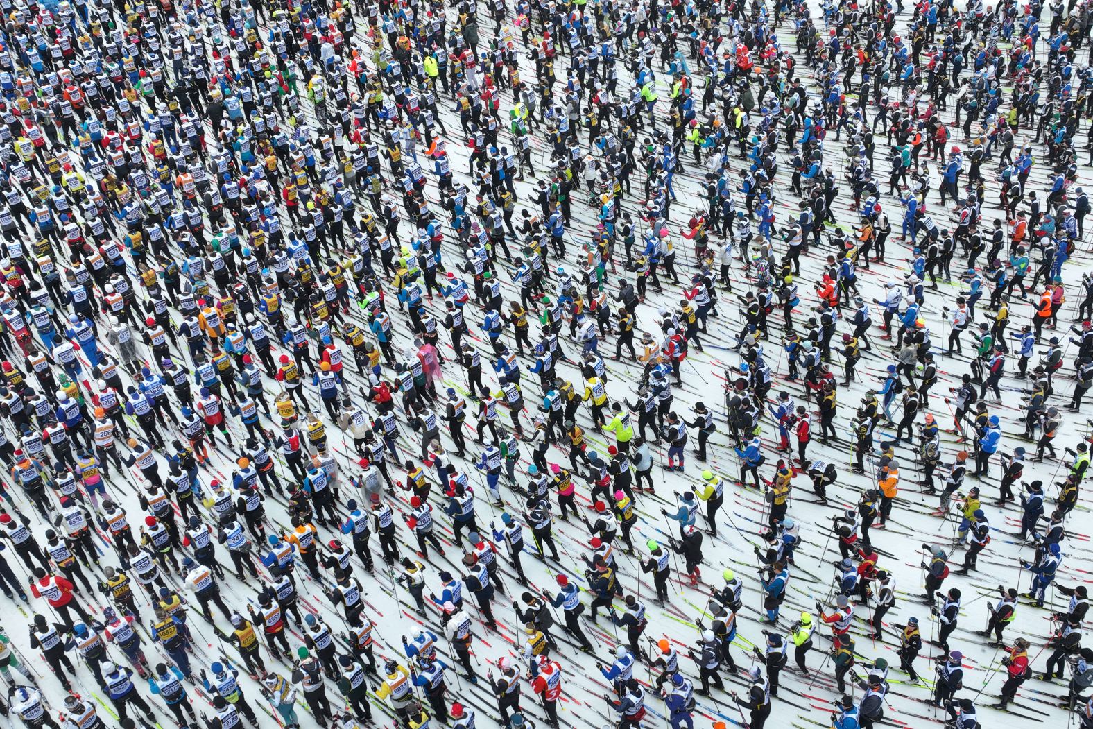 Skiers begin the Vasaloppet, a 90-kilometer (56-mile) race in Sälen, Sweden, on Sunday, March 3.