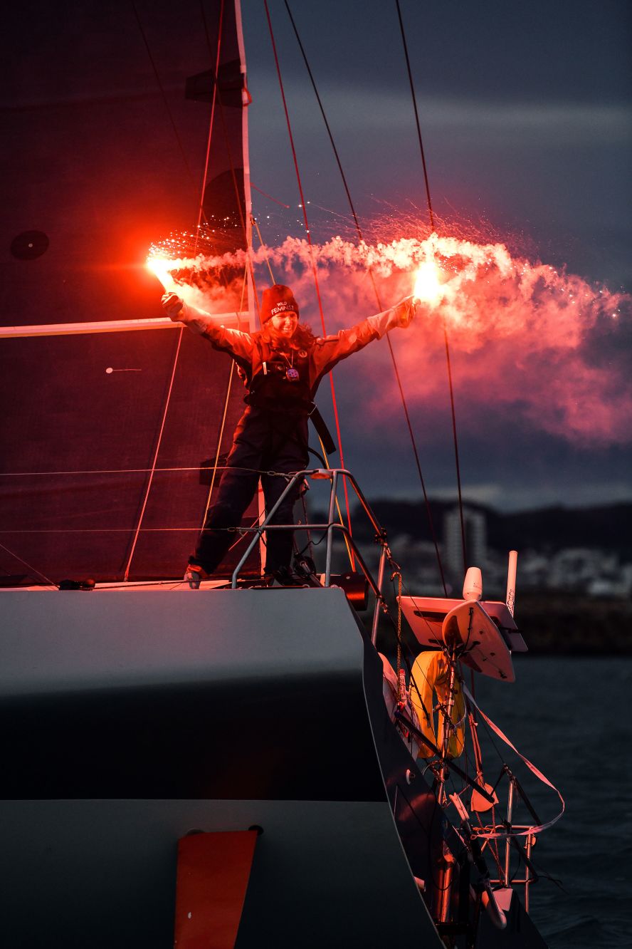 Cole Brauer celebrates Thursday, March 7, after she became the first American woman to sail solo around the world. The 29-year-old from Long Island <a href="index.php?page=&url=https%3A%2F%2Fwww.instagram.com%2Fp%2FC4NWcpOrJsN%2F" target="_blank" target="_blank">marked the achievement</a> as she sailed into Spain on Thursday morning.