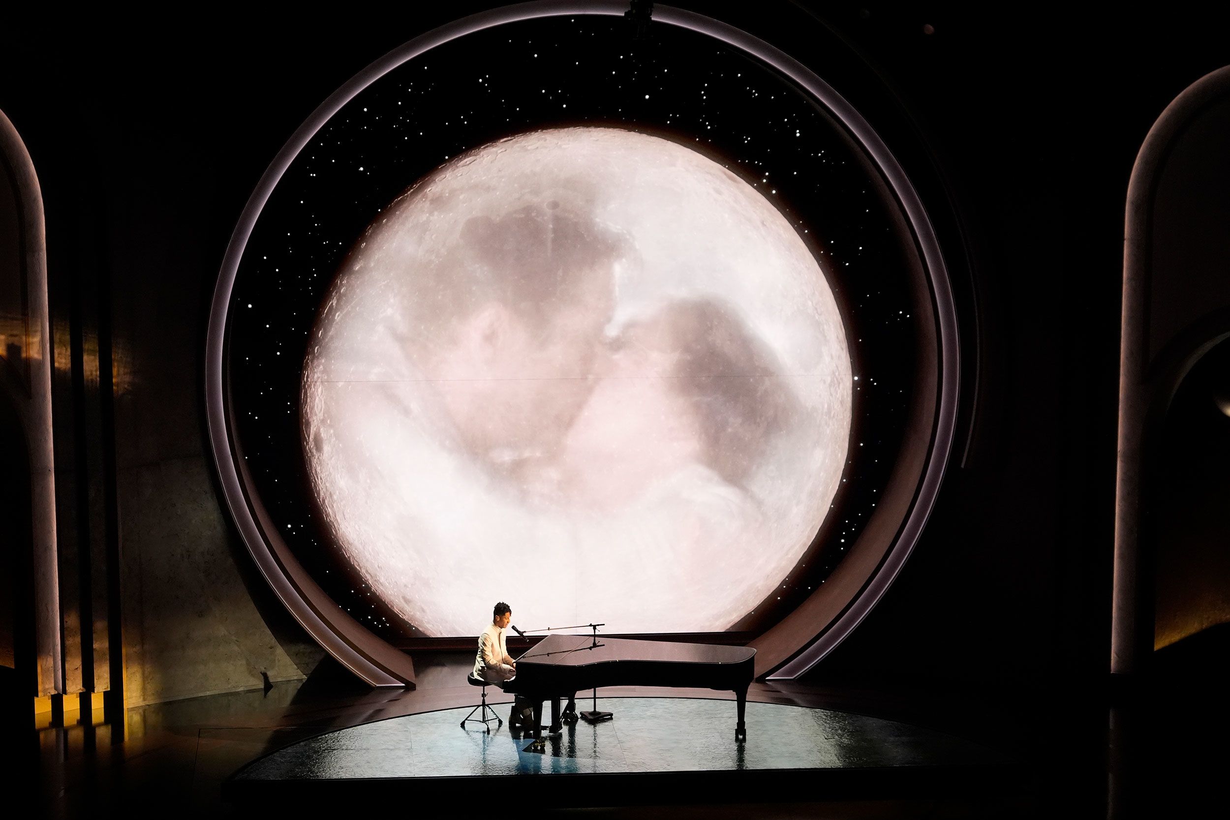 Jon Batiste performs the Oscar-nominated song "It Never Went Away" from the film "American Symphony."