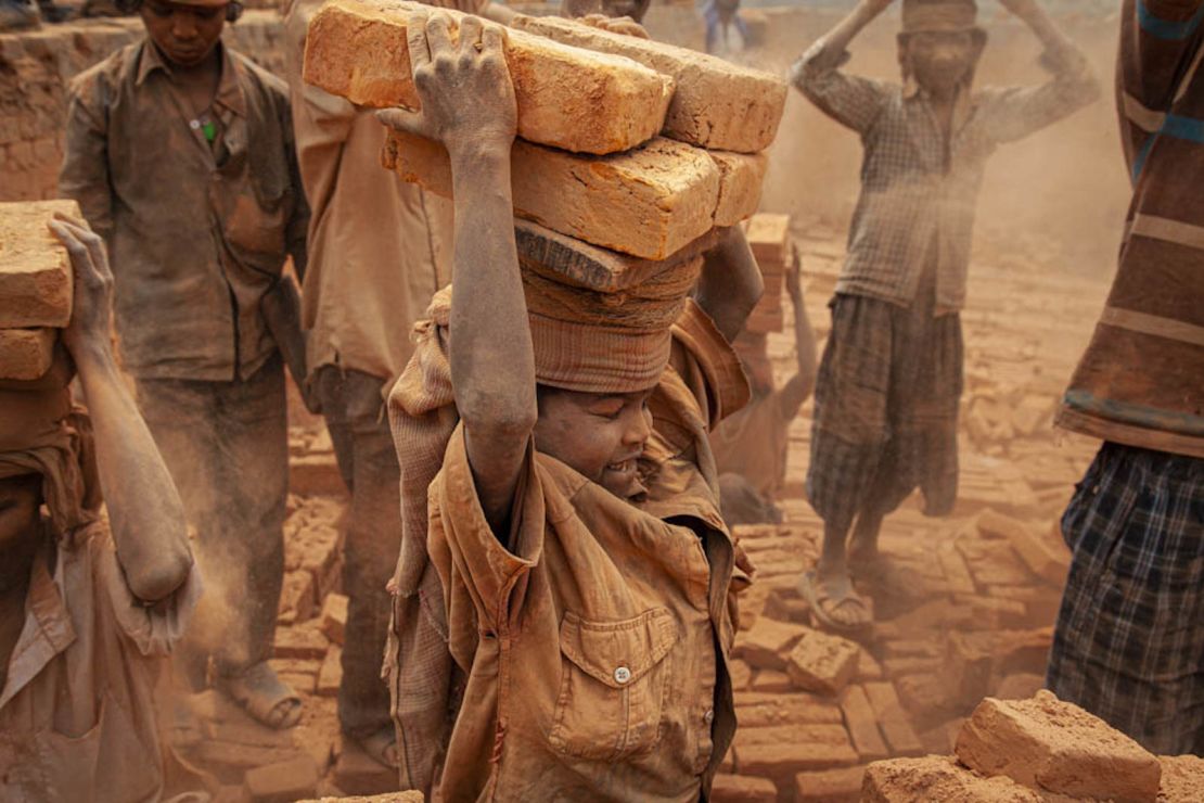 Brick stacking, Nepal.