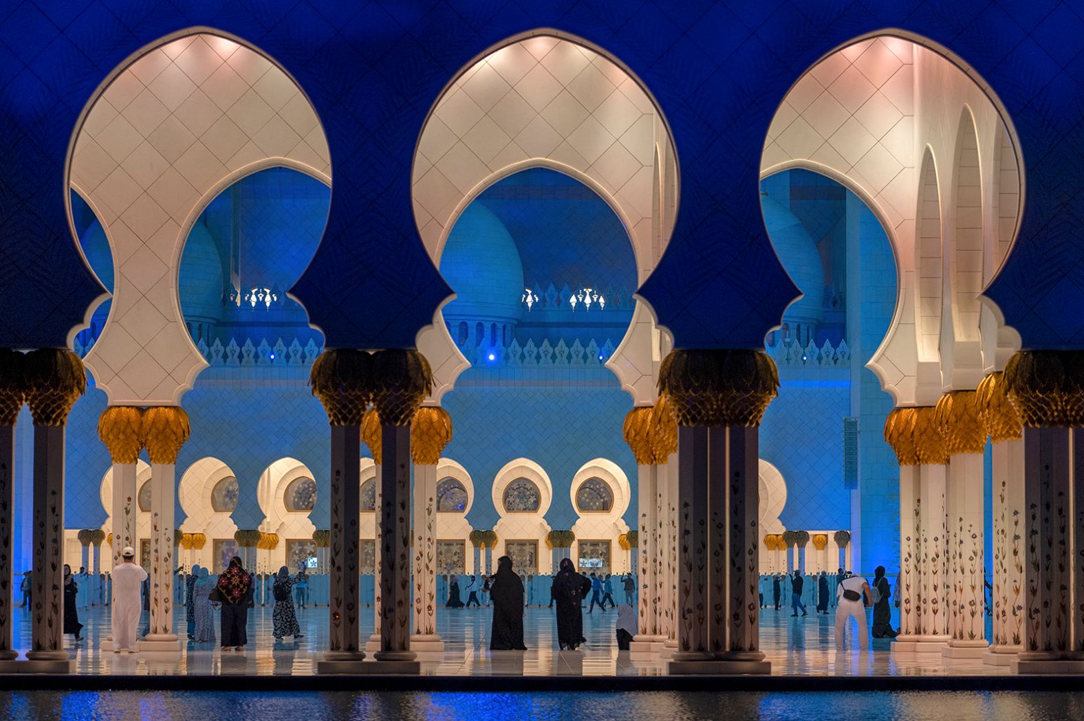 Devotees gather at the Sheikh Zayed Grand Mosque on the first day of Ramadan in Abu Dhabi, United Arab Emirates.