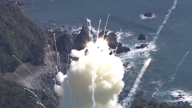 shows moment rocket explodes after launch