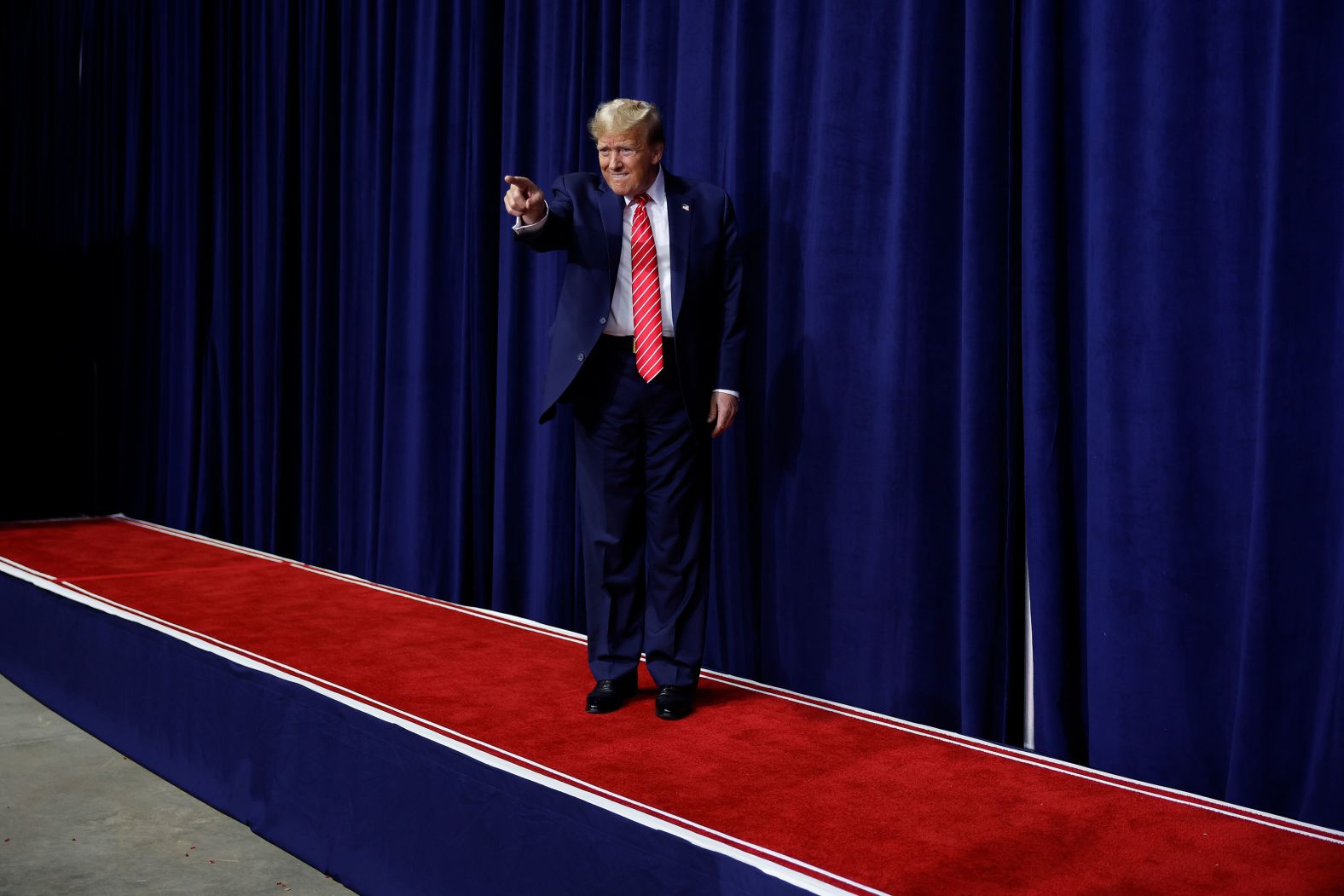 Former US President Donald Trump takes the stage during a campaign rally in Rome, Georgia, on Saturday, March 9. <a href="index.php?page=&url=https%3A%2F%2Fwww.cnn.com%2Fpolitics%2Flive-news%2Fprimary-elections-georgia-washington-mississippi-03-12-24%2Fh_6aae594bb4a136b7a39d062dcf9a6d59" target="_blank">Trump won the state's Republican primary a few days later</a>, taking another step toward locking down the party's presidential nomination.