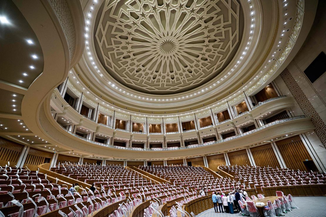 This picture taken on August 1, 2023 shows the interior of the new headquarters for the House of Representatives, the lower house of the Egyptian Parliament, at the New Administrative Capital megaproject about 45 kilometres east of the current capital Cairo. (Photo by Khaled DESOUKI / AFP) (Photo by KHALED DESOUKI/AFP via Getty Images)