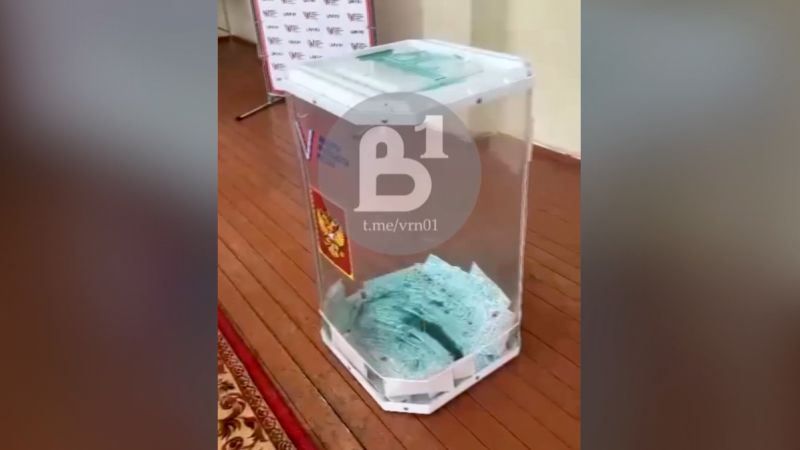 Videos show Russian voters pouring dye on ballots lighting fires