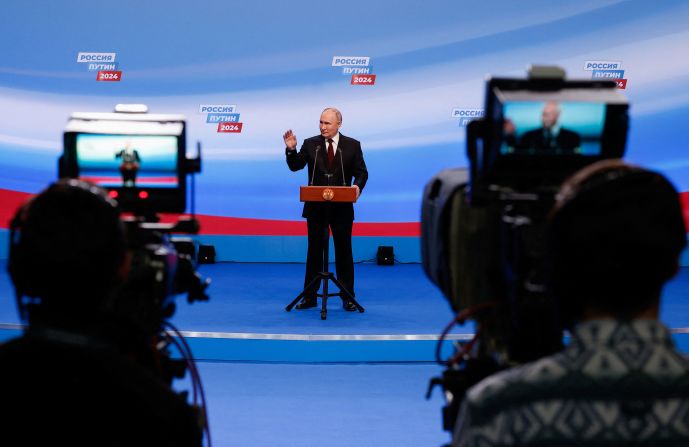 Putin speaks at a press conference after partial election results indicated he would <a href="https://www.cnn.com/2024/03/17/europe/putin-wins-russia-presidential-election-intl/index.html" target="_blank">win another term</a> in March 2024, extending his rule until at least 2030. With most opposition candidates either dead, jailed, exiled or barred from running -- and with dissent effectively outlawed in Russia since it launched its full-scale invasion of Ukraine in February 2022 -- Putin faced no credible challenge to his presidency. 