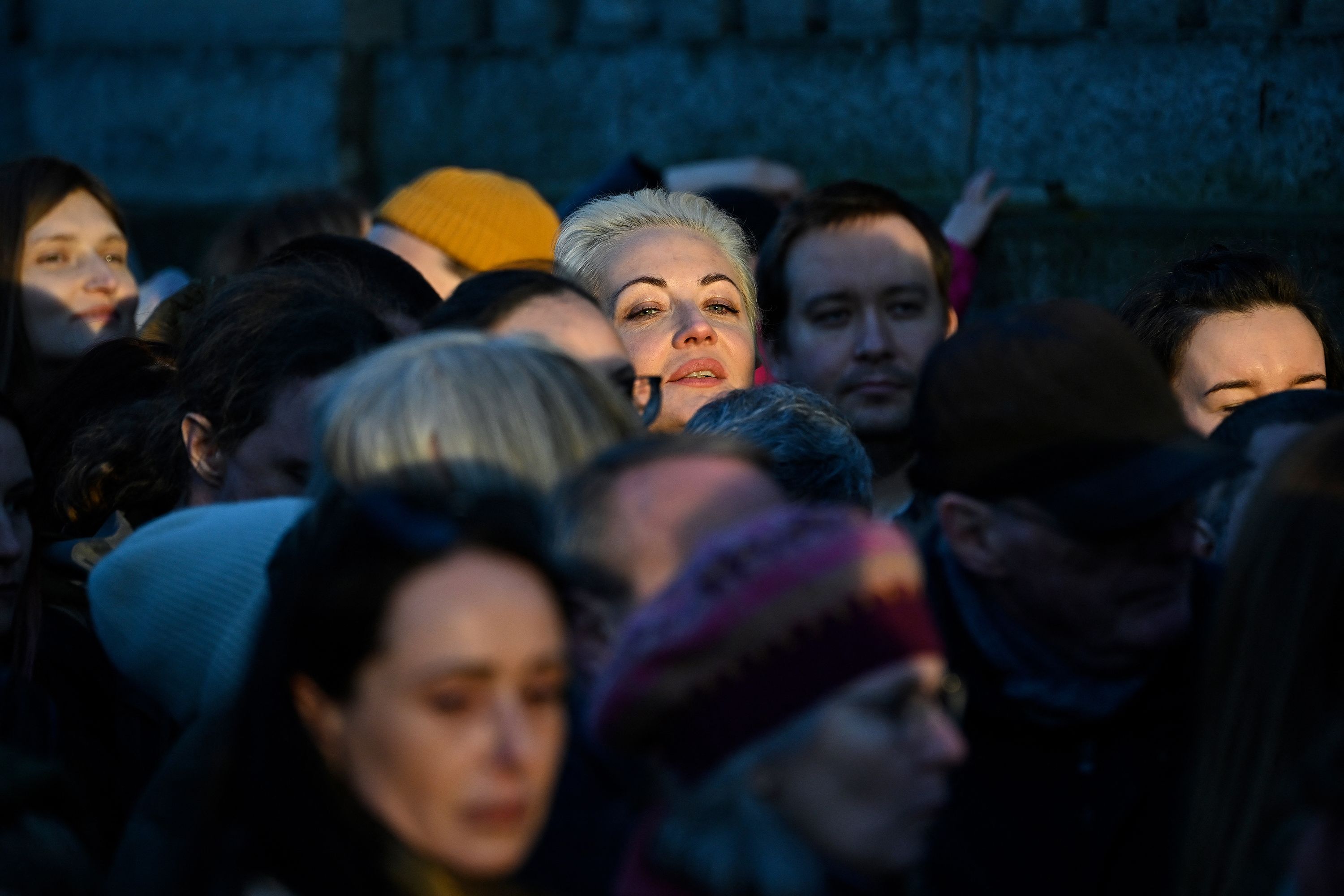 Yulia Navalnya, widow of the late opposition figure Alexey Navalny, lines up to vote in Russia's presidential election at the Russian embassy in Berlin on Sunday, March 17.