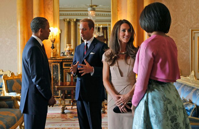 The Obamas meet with the royal couple at Buckingham Palace in 2011.
