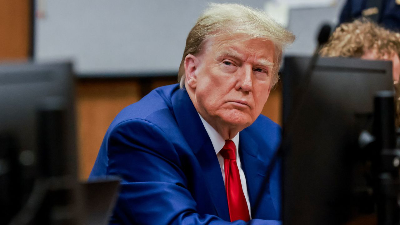 Former US President Donald Trump attends a hearing to determine the date of his trial for allegedly covering up hush money payments linked to extramarital affairs, at Manhattan Criminal Court in New York City on March 25, 2024. Trump faces twin legal crises today in New York, where he could see the possible seizure of his storied properties over a massive fine as he separately fights to delay a criminal trial even further. (Photo by JUSTIN LANE / POOL / AFP) (Photo by JUSTIN LANE/POOL/AFP via Getty Images)