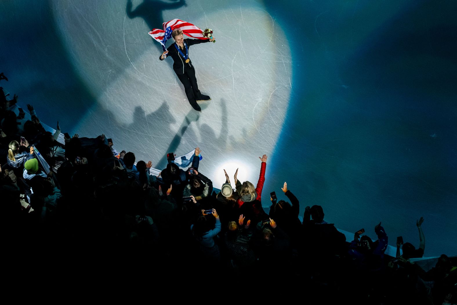 American figure skater Ilia Malinin poses with his gold medal after winning his first world title on Saturday, March 23. The teenage prodigy landed a quadruple axel during his free skate, and the <a href="index.php?page=&url=https%3A%2F%2Fwww.cnn.com%2F2024%2F03%2F24%2Fsport%2Filia-malinin-wins-first-world-title-figure-skating-spt-intl%2Findex.html" target="_blank">record-breaking score</a> propelled him to victory.