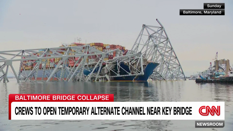 Temporary alternate water channel to open near collapsed Baltimore bridge