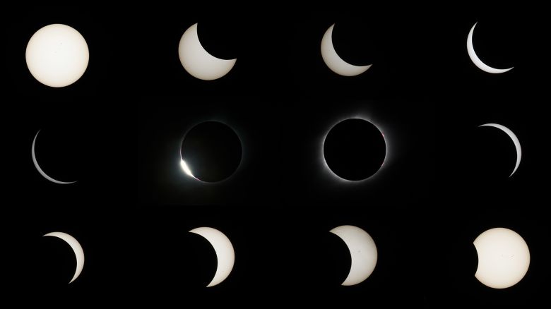 ILLINOIS, USA - AUGUST 21: (EDITORS NOTE: Multiple exposures were combined to produce this image) This composite image shows the progression of a solar eclipse near Illinois, United States on August 21, 2017. (Photo by Bilgin S. Sasmaz/Anadolu Agency/Getty Images)