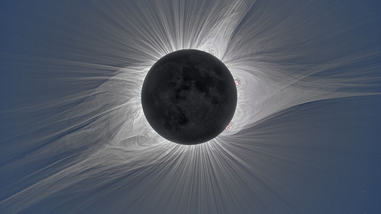 White light image of the solar corona taken from Mitchell, Oregon, on 21 August 2017, by Peter Aniol, Miloslav Druckmuller and Shadia Habbal. Image was processed by M. Druckmuller. Funding for the eclipse observations was provided primarlly from a grant from NASA and partially by NSF to the University of Hawaii, S. R. Habbal, PI. Peter Aniol (ASTELCO, Germany) provided the optical systems for this white light image. 