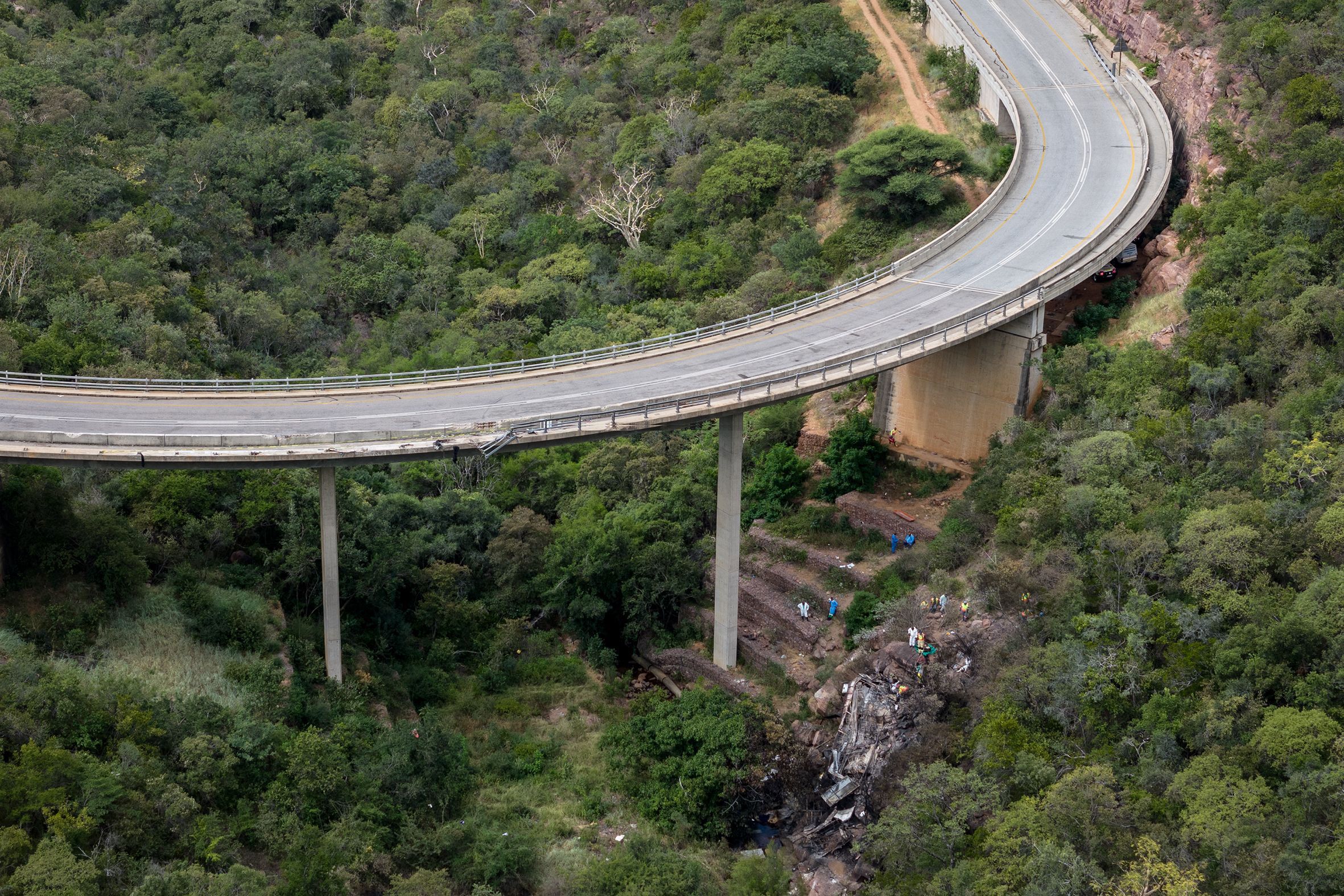 Emergency workers respond to a bus crash in South Africa's Limpopo province.