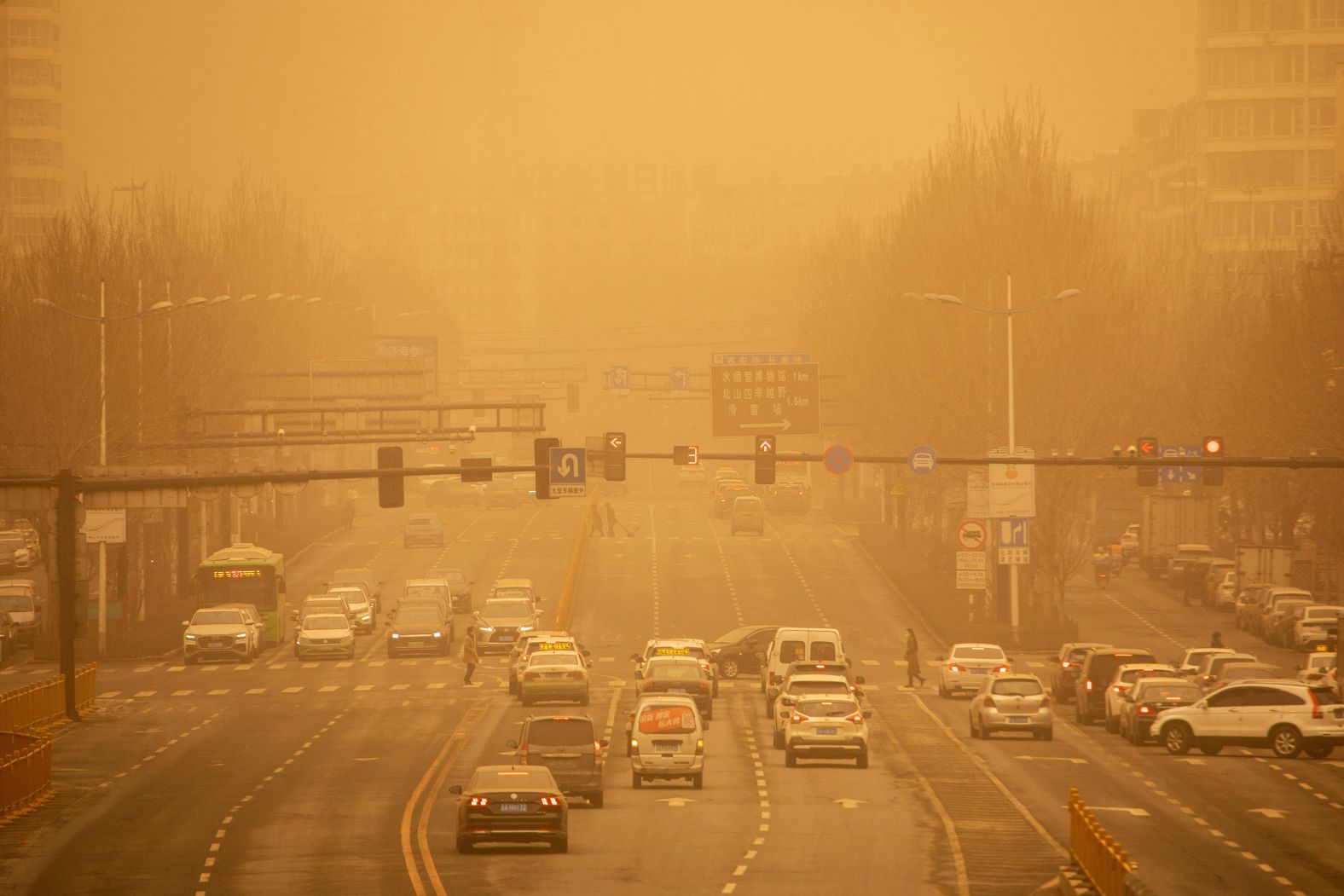 A sandstorm affects visibility in Jilin, China, on Thursday, March 28.