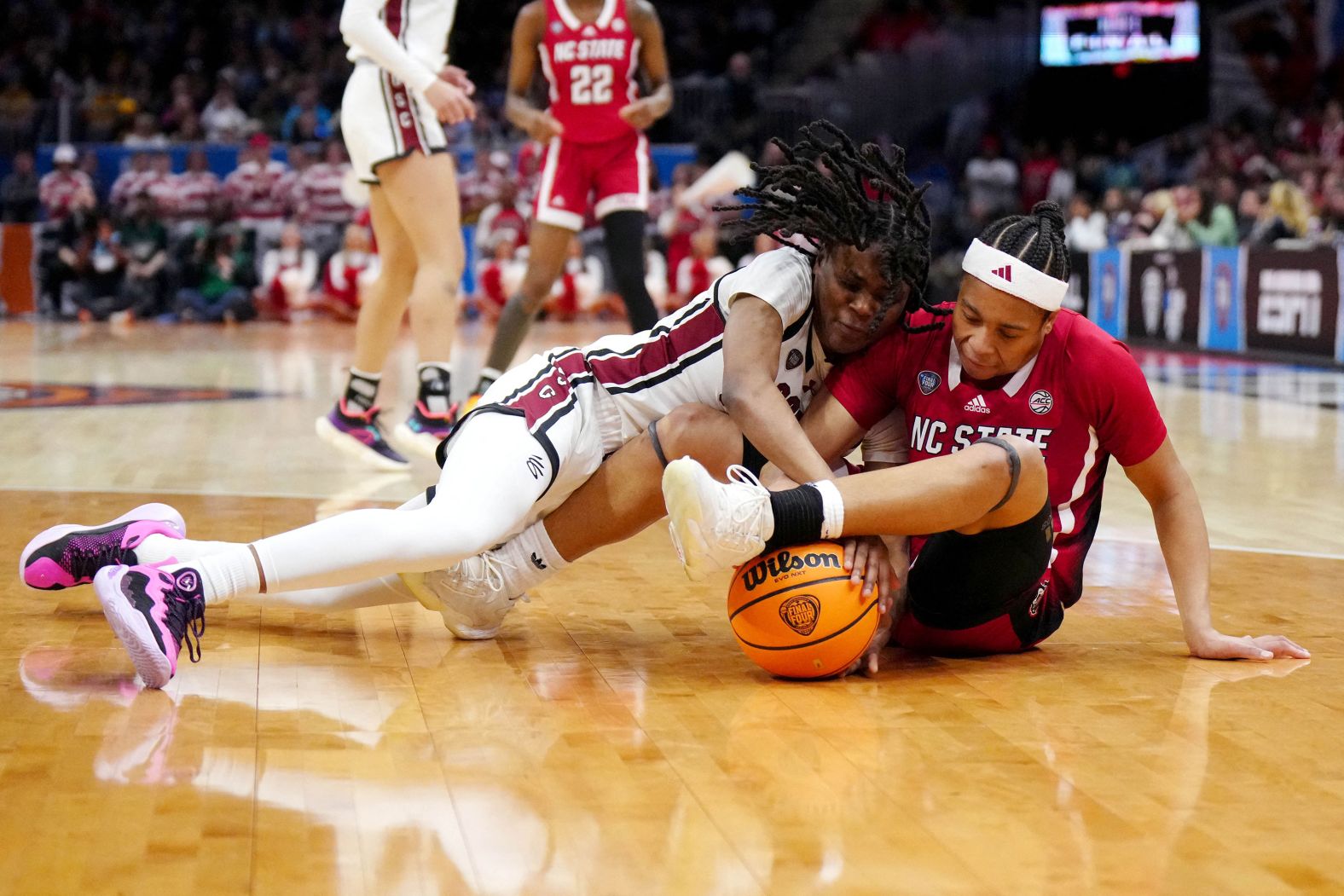 Fulwiley and Brooks battle for the ball in the second quarter.