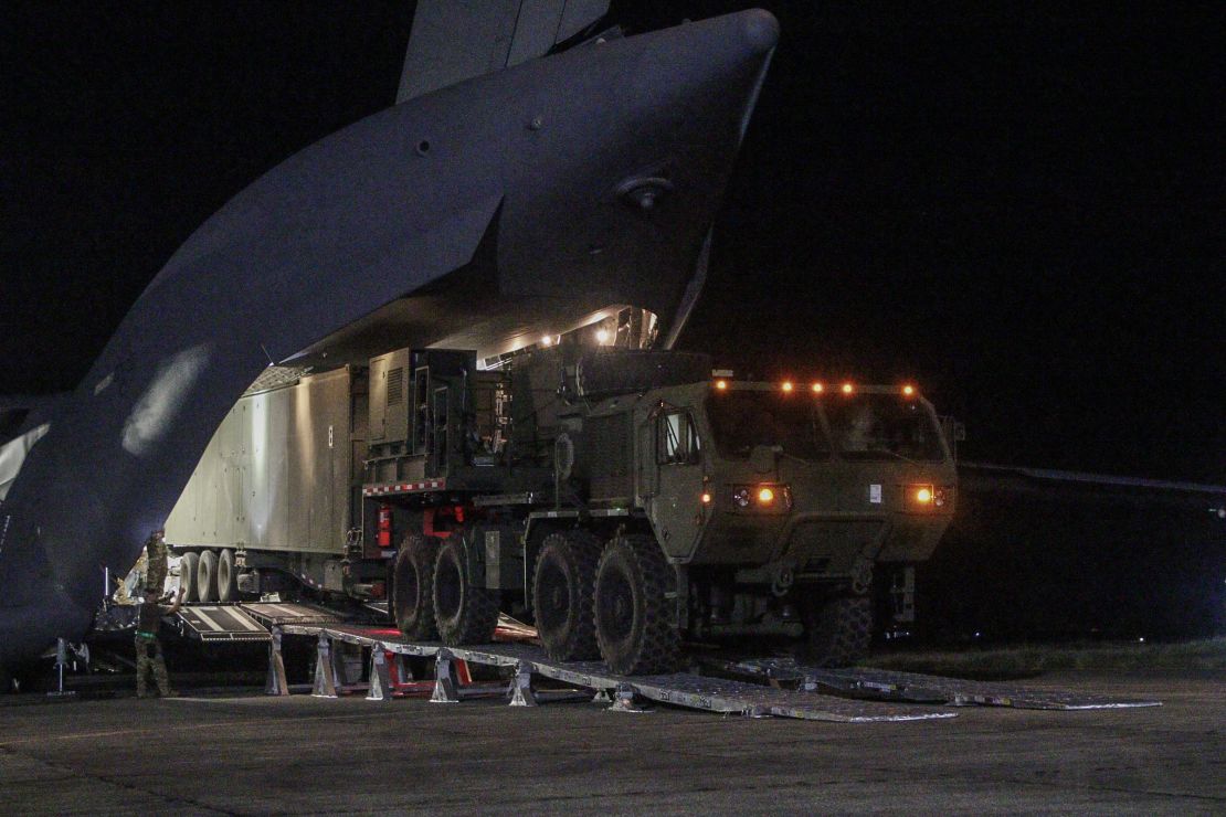 A Mid-Range Capability (MRC) Launcher is unloaded from a US Air Force C-17 in the Philippines earlier this month.