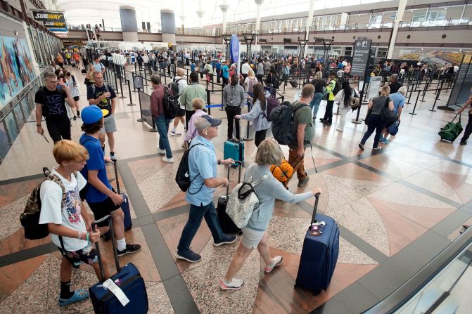 <strong>6. Denver International Airport:</strong> This Colorado hub welcomed 77.8 million passengers in 2023, up nearly 13% from 2019. But its ranking dropped from No. 3 in 2022 as demand for international travel surged. 