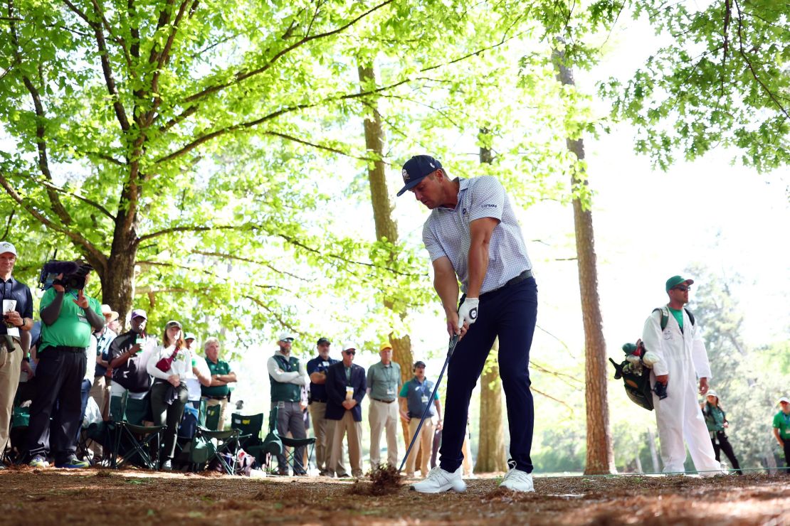 AUGUSTA, GEORGIA - APRIL 12: Bryson DeChambeau of the United States plays a shot on the 13th hole during the second round of the 2024 Masters Tournament at Augusta National Golf Club on April 12, 2024 in Augusta, Georgia. (Photo by Maddie Meyer/Getty Images)