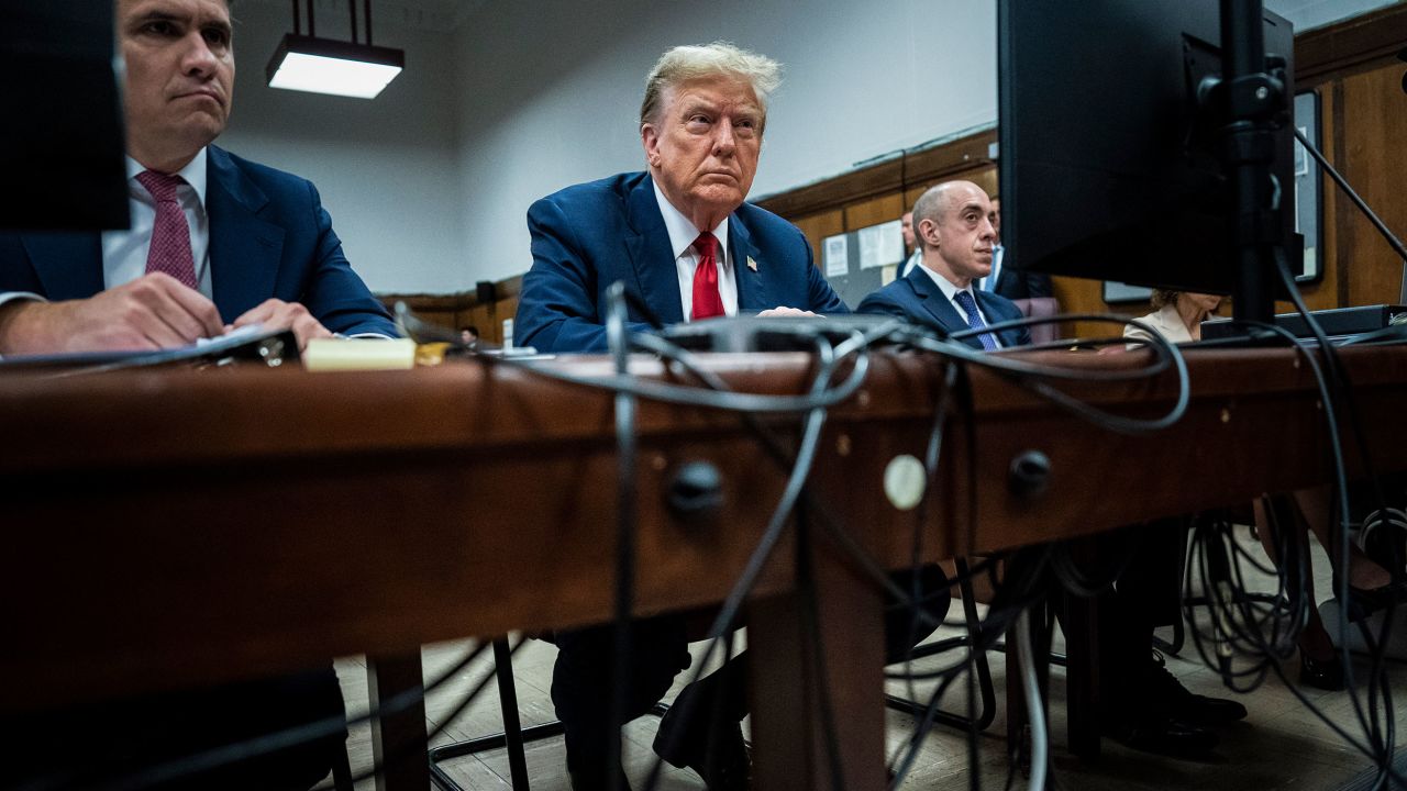 NEW YORK, NEW YORK - APRIL 15: Former U.S. President Donald Trump appears with his legal team Todd Blanche (L) and Emil Bove (R) ahead of the start of jury selection at Manhattan criminal court on April 15, 2024 in New York City. Former President Donald Trump faces 34 felony counts of falsifying business records in the first of his criminal cases to go to trial.  (Photo by Jabin Botsford-Pool/Getty Images)