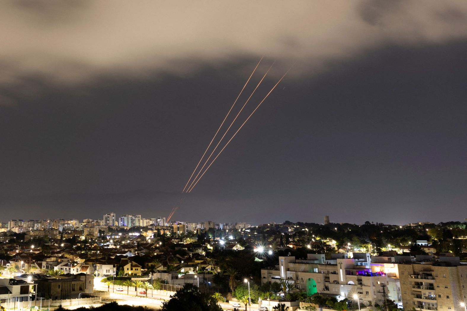An anti-missile system, as seen from Ashkelon, Israel, operates early Sunday, April 14, after Iran launched an unprecedented <a href="index.php?page=&url=https%3A%2F%2Fwww.cnn.com%2F2024%2F04%2F13%2Fmiddleeast%2Firan-drones-attack-israel-intl-latam%2Findex.html" target="_blank">large-scale drone and missile attack</a> at Israel. Iran attacked late Saturday <a href="index.php?page=&url=https%3A%2F%2Fwww.cnn.com%2F2024%2F04%2F14%2Fmiddleeast%2Fwhy-iran-attack-israel-intl%2Findex.html" target="_blank">in retaliation for a suspected Israeli strike</a> on an Iranian diplomatic complex in Syria earlier this month. More than 300 projectiles were fired toward Israel, but "99%" of them were intercepted by Israel's aerial defense systems and its "partners," according to the Israeli military.