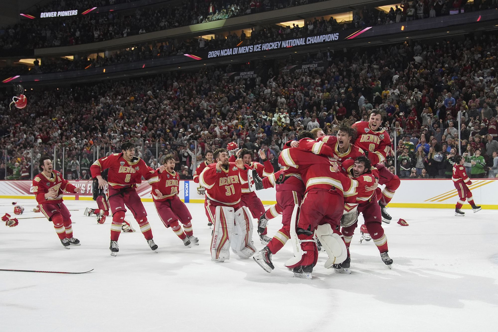 Denver celebrates NCAA college hockey tournament victory