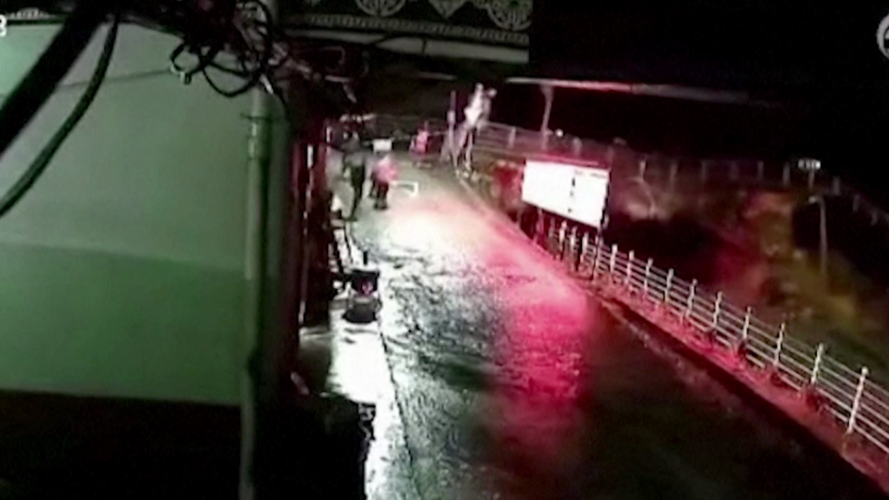 CCTV footage captures moment powerful flood surge destroys bridge | CNN