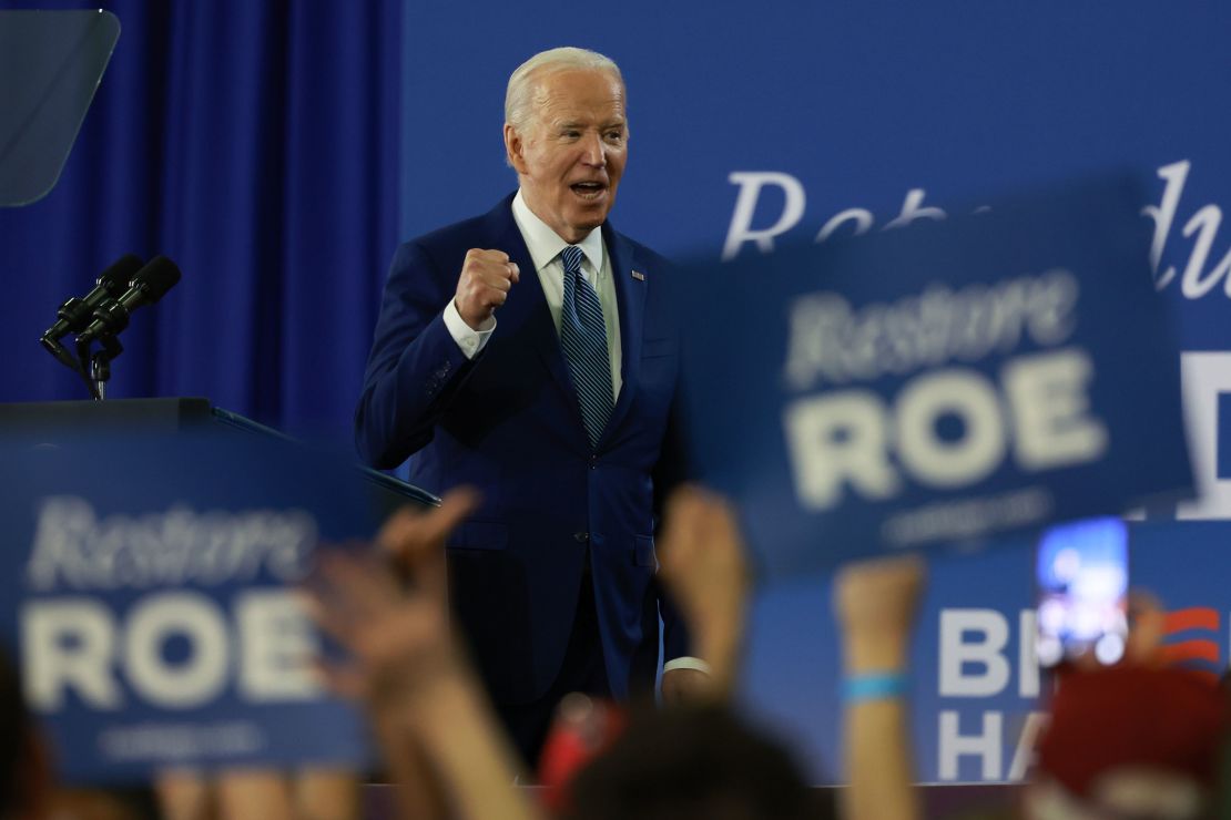 President Joe Biden speaks during a campaign stop at Hillsborough Community College's Dale Mabry campus in Tampa, Florida on April 23, 2024. During the event, President Biden spoke about abortion rights.