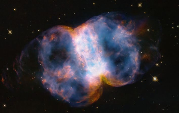 To mark the 34th anniversary of the launch of the Hubble Space Telescope, NASA released this photo of the Little Dumbbell Nebula. Also known as Messier 76, the nebula is 3,400 light-years away from Earth. 