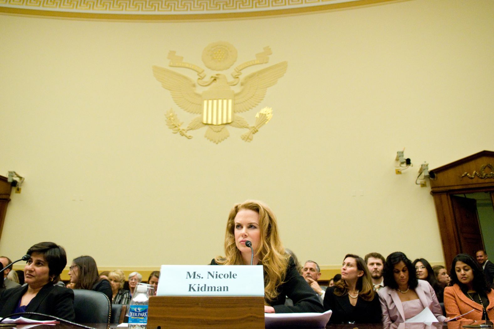 Kidman speaks before members of the US Congress during a hearing in 2009. The hearing was titled International Violence Against Women: Stories and Solutions.