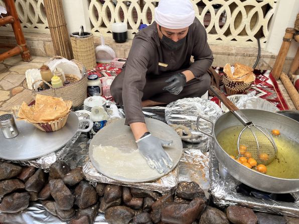 At Al Khayma, traditional crepe-like "regag" bread and light, donut-esqe "luqaymat" are made fresh.