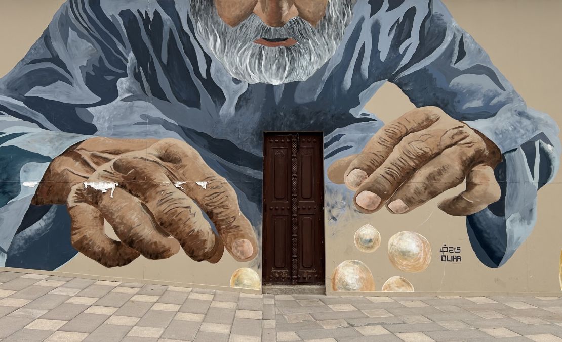 (Close crop) Al Shindagha Museum - Pearl Fisher art mural