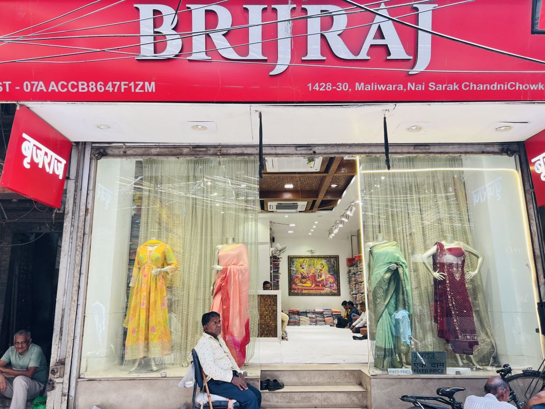 Brij Kishore Agarwal's sari shop in Old Delhi