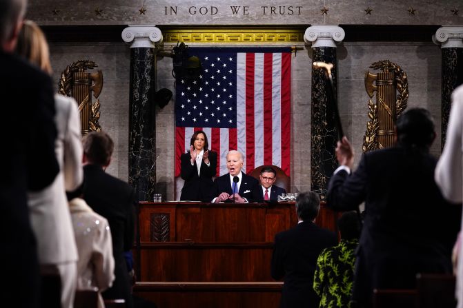 Biden delivers the annual <a href="index.php?page=&url=https%3A%2F%2Fwww.cnn.com%2Fpolitics%2Flive-news%2Fstate-of-the-union-biden-03-07-24%2Findex.html" target="_blank">State of the Union address</a> before a joint session of Congress on March 7, 2024. It was a high-stakes moment as he looked to convince voters to give him a second term in the White House.