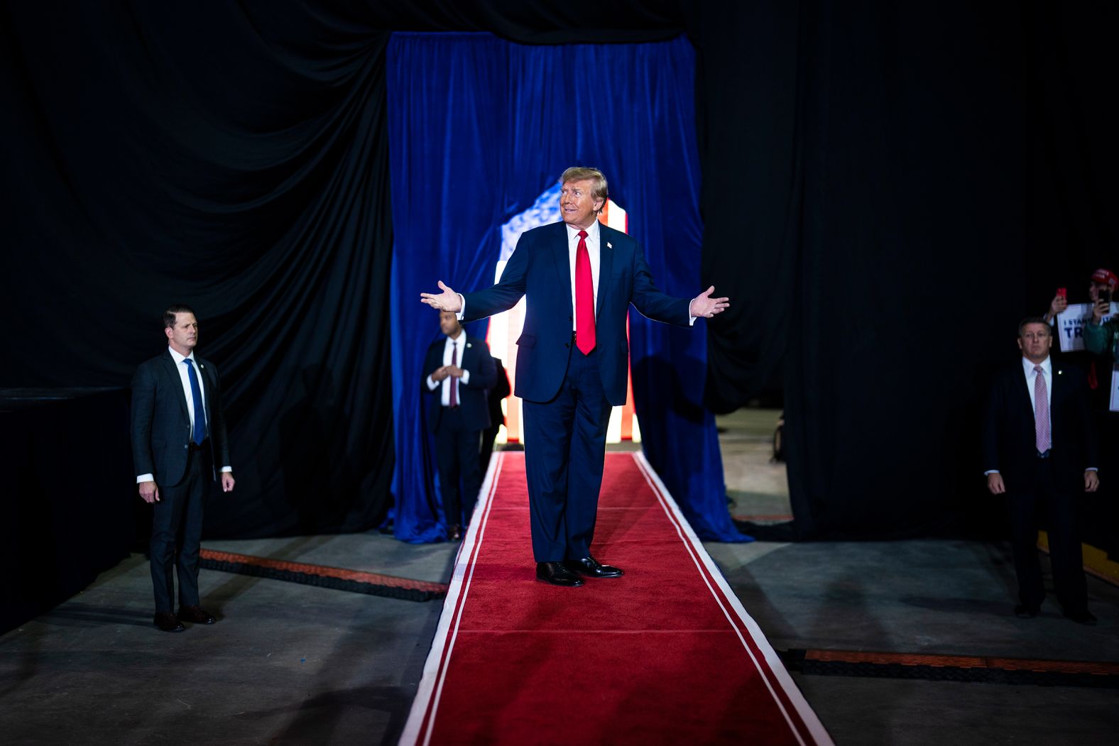 Trump delivers remarks at a campaign rally in Manchester, New Hampshire, in January 2024. Trump <a href="https://www.cnn.com/2024/01/23/politics/trump-new-hampshire-primary/index.html" target="_blank">won the New Hampshire primary</a>, moving closer to his third straight presidential nomination and a rematch with President Joe Biden in the fall.