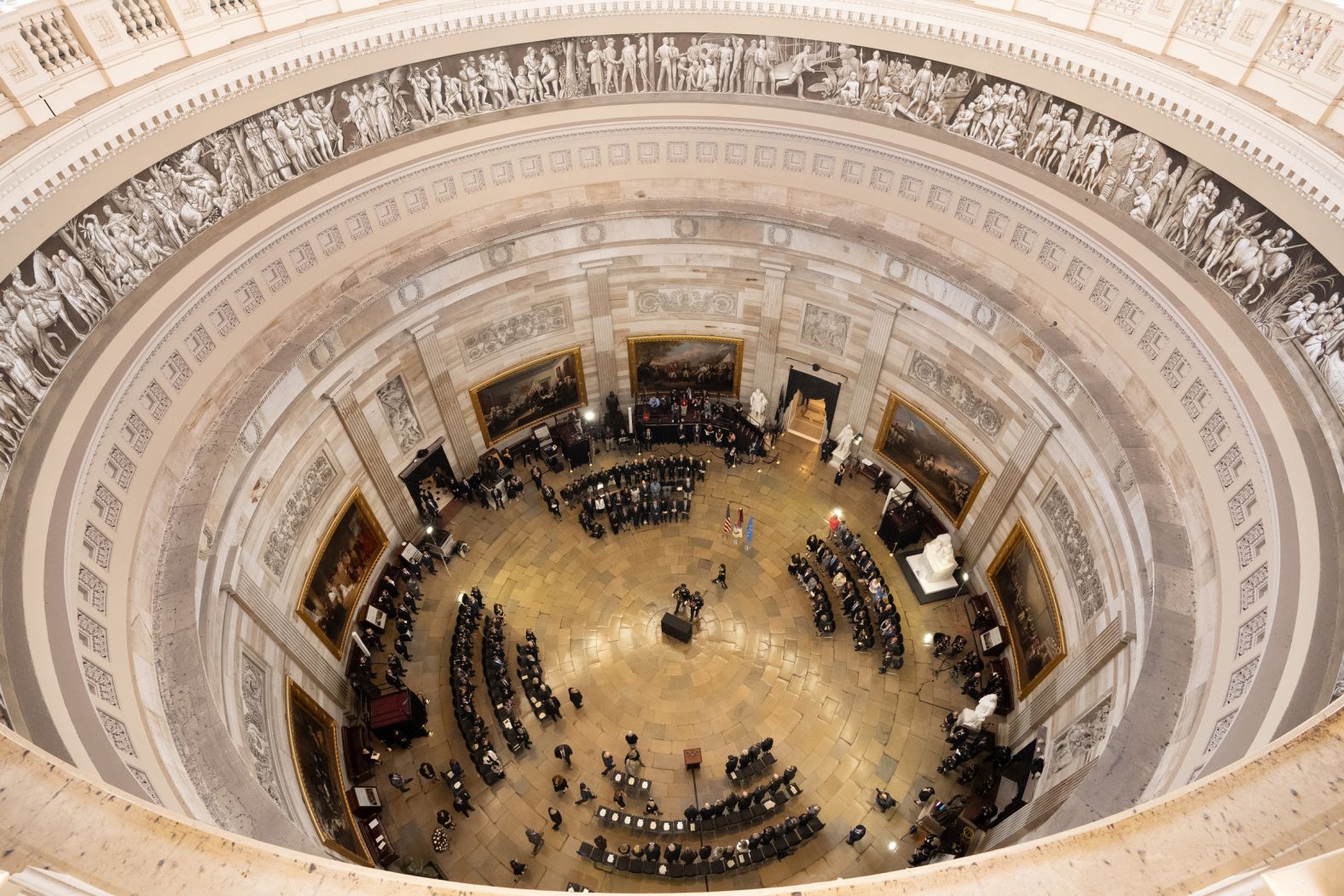 An honor guard carries an urn containing the remains of Ralph Puckett Jr. during a ceremony at the US Capitol on Monday, April 29. <a href="index.php?page=&url=https%3A%2F%2Fwww.cnn.com%2F2021%2F05%2F21%2Fpolitics%2Fralph-puckett-medal-of-honor-korea-intl-hnk-ml%2Findex.html" target="_blank">Puckett</a>, who was the last surviving Medal of Honor recipient for acts performed during the Korean War, died April 8 at the age of 97.