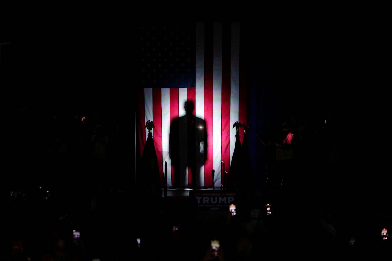 Former US President Donald Trump, the Republican Party's presumptive nominee for this year's election, attends a campaign event in Waukesha, Wisconsin, on Wednesday, May 1. <a href="index.php?page=&url=https%3A%2F%2Fwww.cnn.com%2F2024%2F05%2F01%2Fpolitics%2Fwisconsin-michigan-trump-rallies%2Findex.html" target="_blank">He was returning to the campaign trail for the first time</a> since his criminal hush money trial began in earnest last month. 