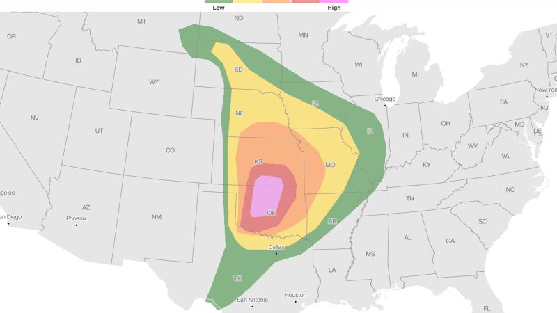 High Risk of Severe Storms: Long-Track Tornadoes, Giant Hail, and Damaging Winds Forecast for Central United States