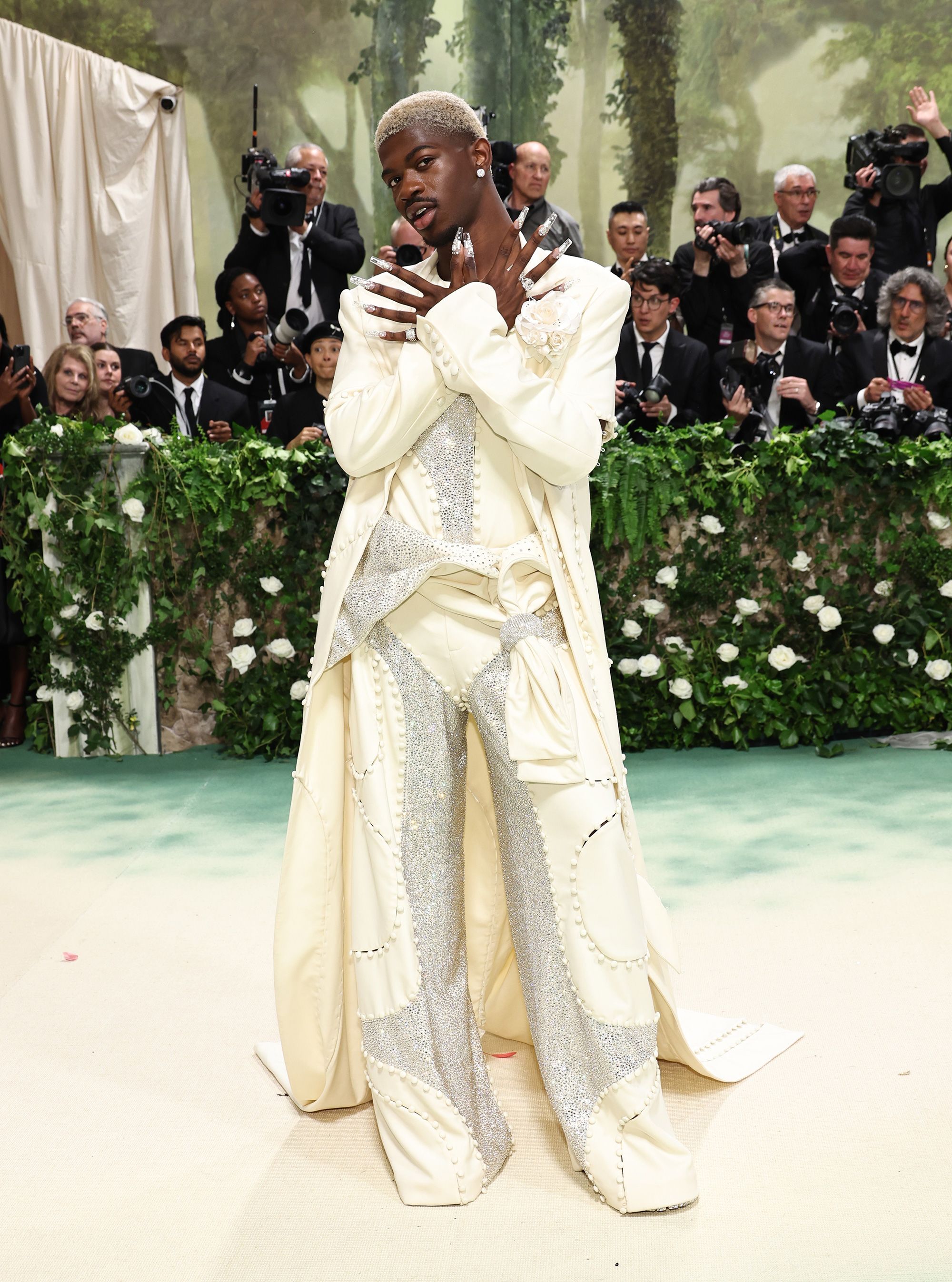 Lil Nas X sparkled on the carpet in a look by Luar.