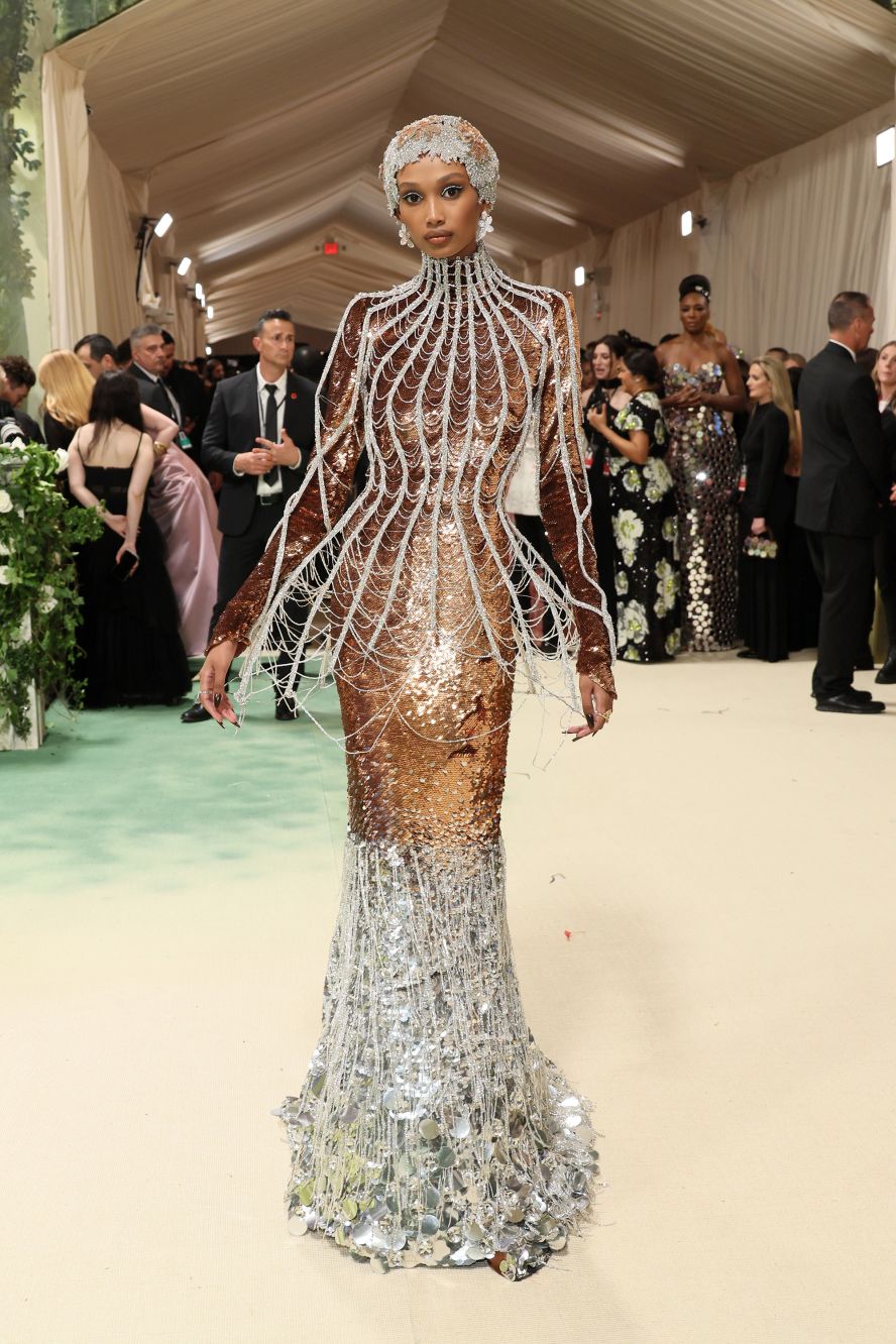 Model Ugbad Abdi in a spidery sequined number by Prabal Gurung. 