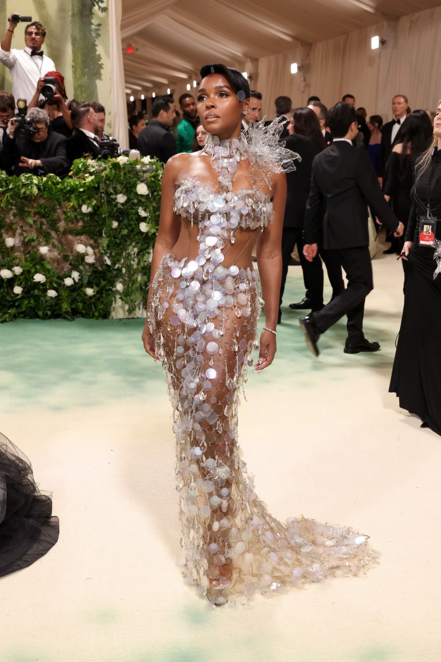 Janelle Monae looked stunning in a Vera Wang dress that looked to be an homage to the crystalline time-manipulating flowers in J.G. Ballard's "The Garden of Time." 