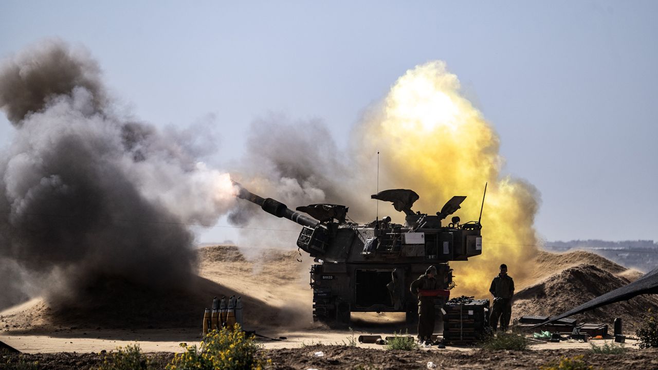 Israeli artillery troops stationed at the Rafah border launch attack to southern Gaza Strip in Israel on May 8, 2024.