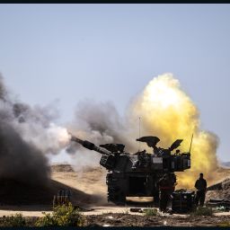 Israeli artillery troops stationed at the Rafah border launch attack to southern Gaza Strip in Israel on May 8, 2024.