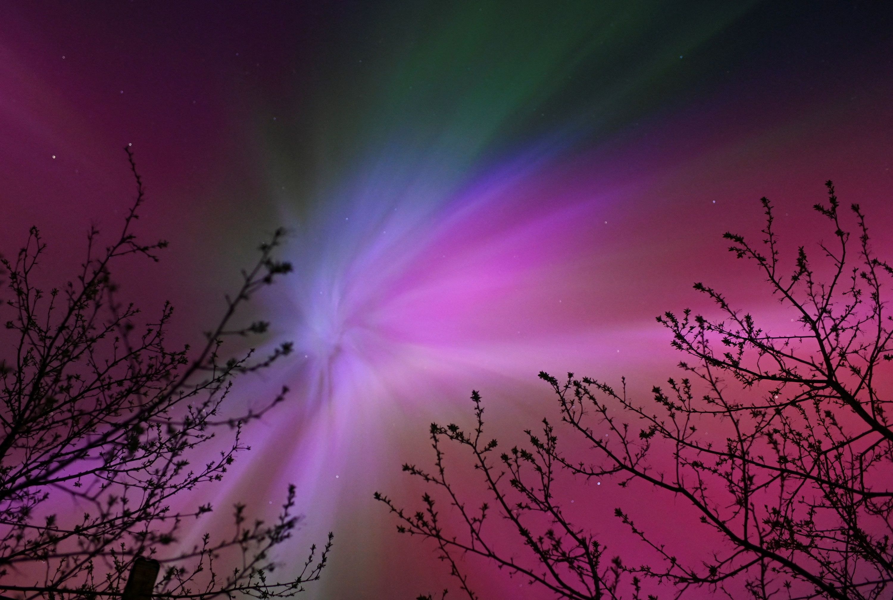 The aurora borealis illuminates the skies over the southwestern Siberian town of Tara, in Russia's Omsk region, on May 11.