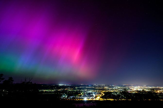 The aurora borealis glows over Vienna on May 11.