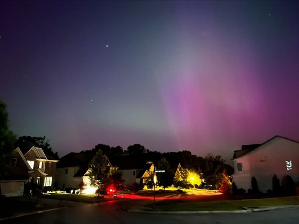 The northern lights seen over Cumming, Georgia, on May 10.