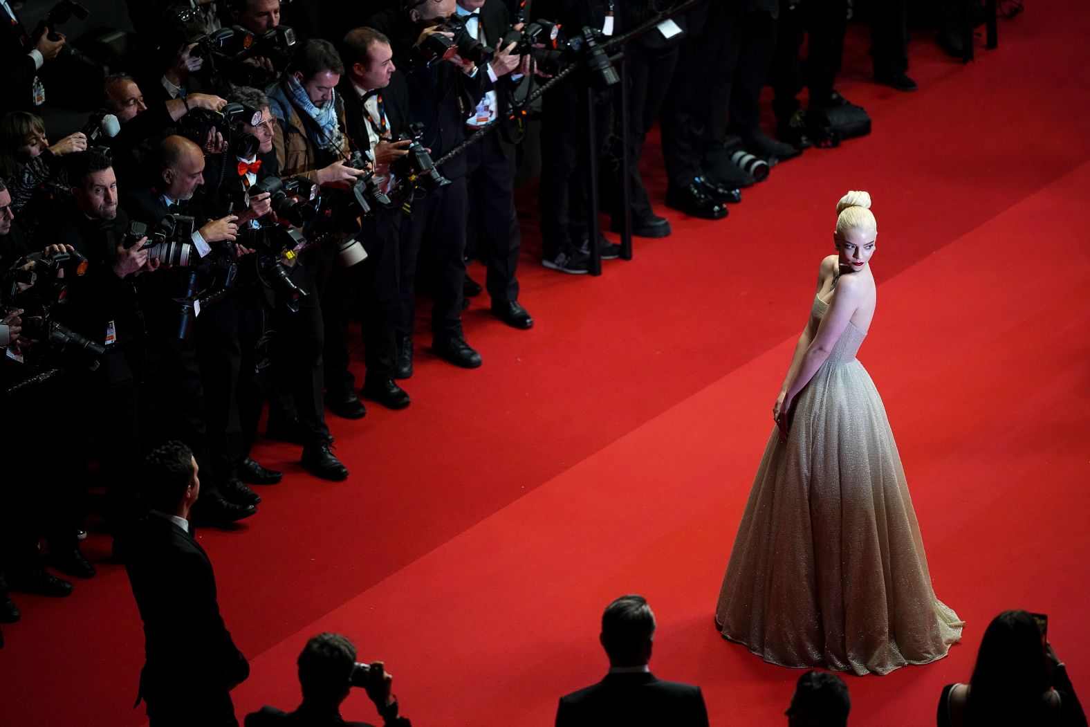 Actress Anya Taylor-Joy poses on the red carpet at the Cannes Film Festival in France on Wednesday, May 15. She stars in "Furiosa: A Mad Max Saga," which was making its premiere at the festival. <a href="index.php?page=&url=https%3A%2F%2Fwww.cnn.com%2F2024%2F05%2F16%2Fstyle%2Fcannes-film-festival-fashion%2Findex.html" target="_blank">See the best fashion from Cannes</a>.